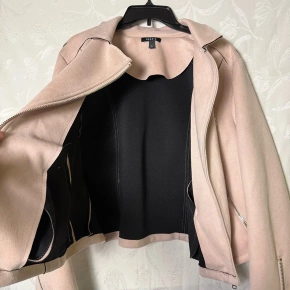 Torrid Womens Faux Suede Moto Jacket sz 3 Blush Pink Outdoor Casual Zip Up Biker - Picture 10 of 16